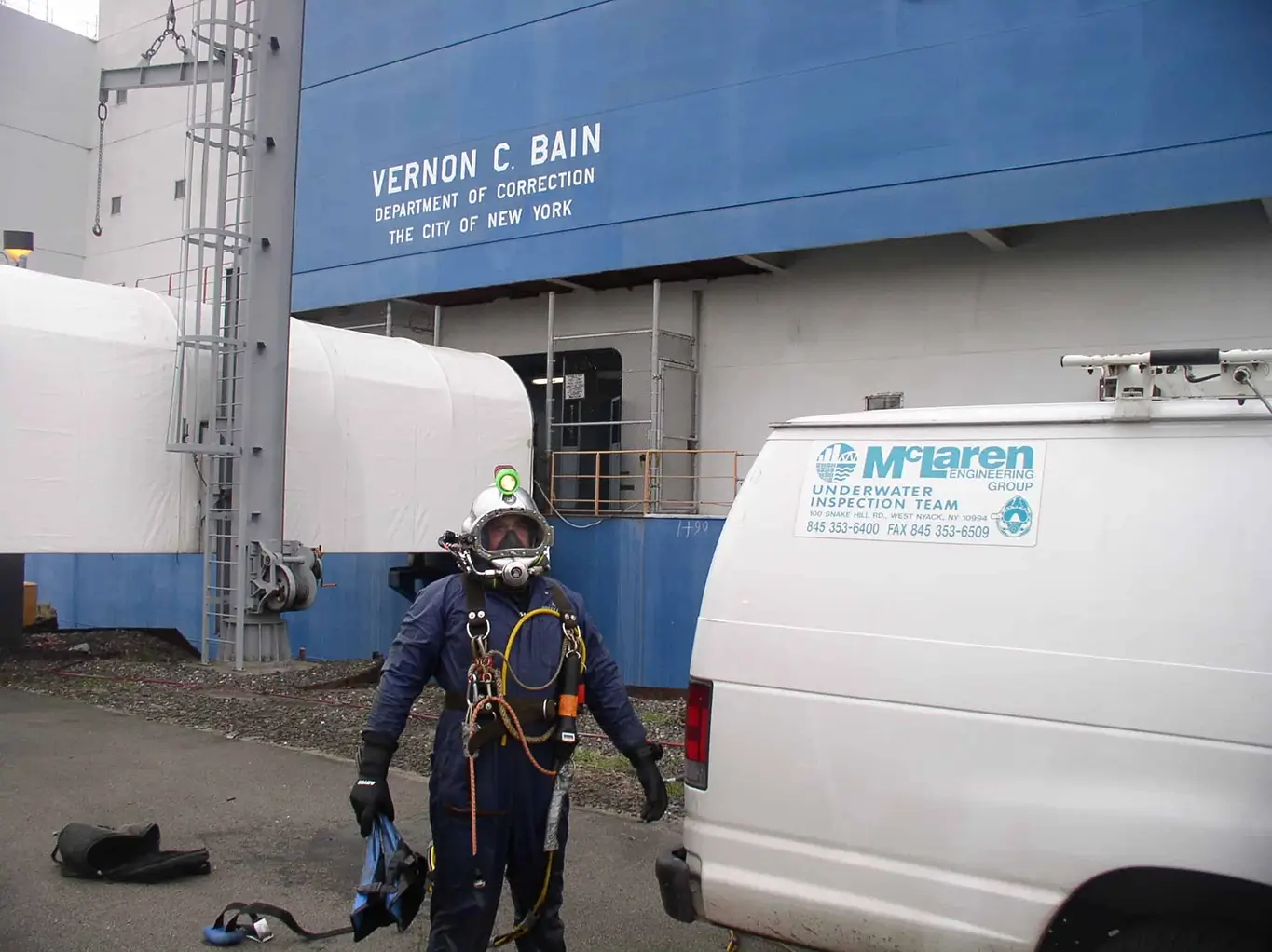 McLaren diver providing emergency response inspection at Hunts Point for the NYCDOC