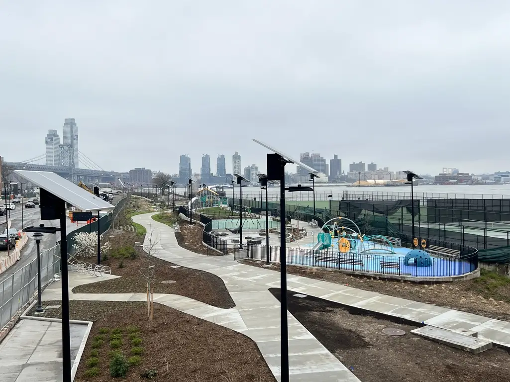 Aerial view of walkways leading to and from the playground