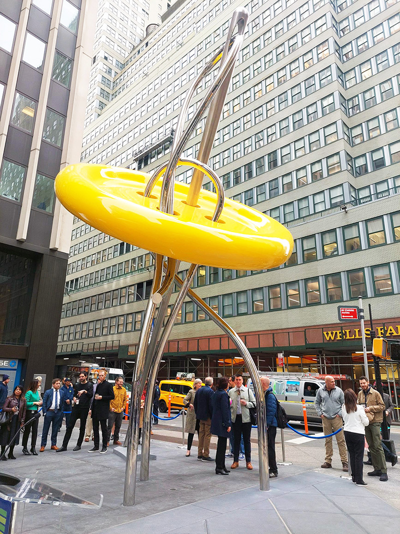 Nycs Big Button Sculpture Footing To Unveiling Mclaren Engineering Group