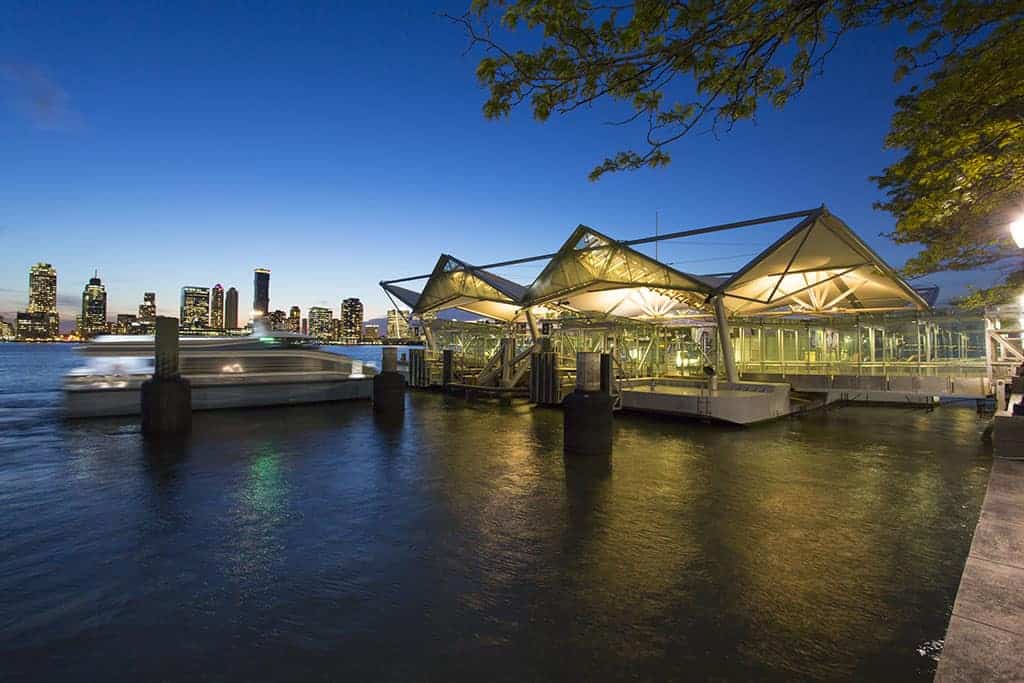 Waterfront Night View of Battery Park Ferry Terminal