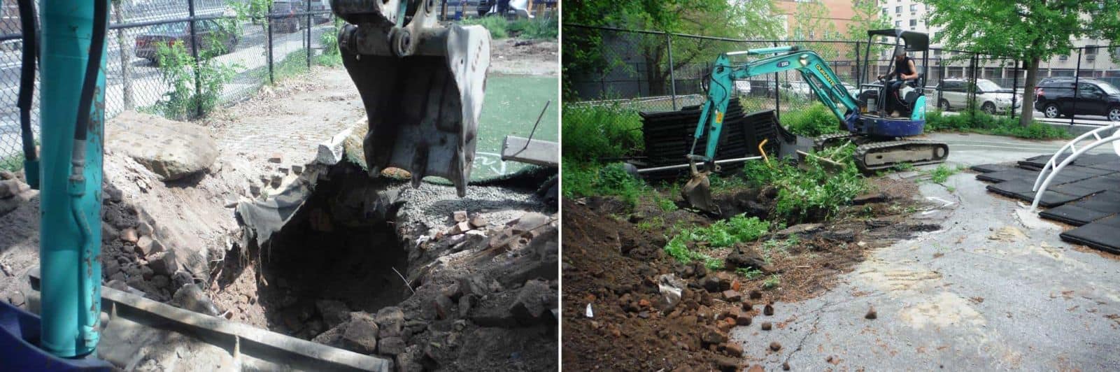 Green Infrastrure Construction in Renovated NYC Parks