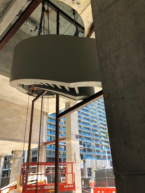 Spiral Stair Temporary Steel Support Frame at Tampa EDITION Hotel in Florida