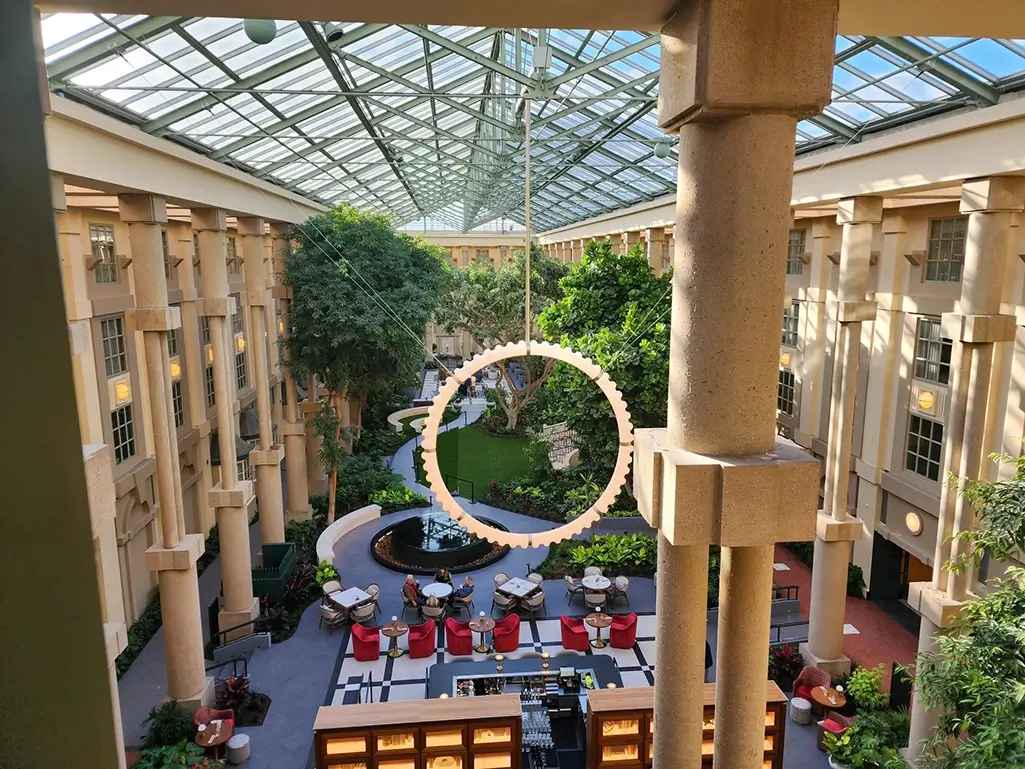 Renovated atrium at the Old Greenwich Hyatt Regency