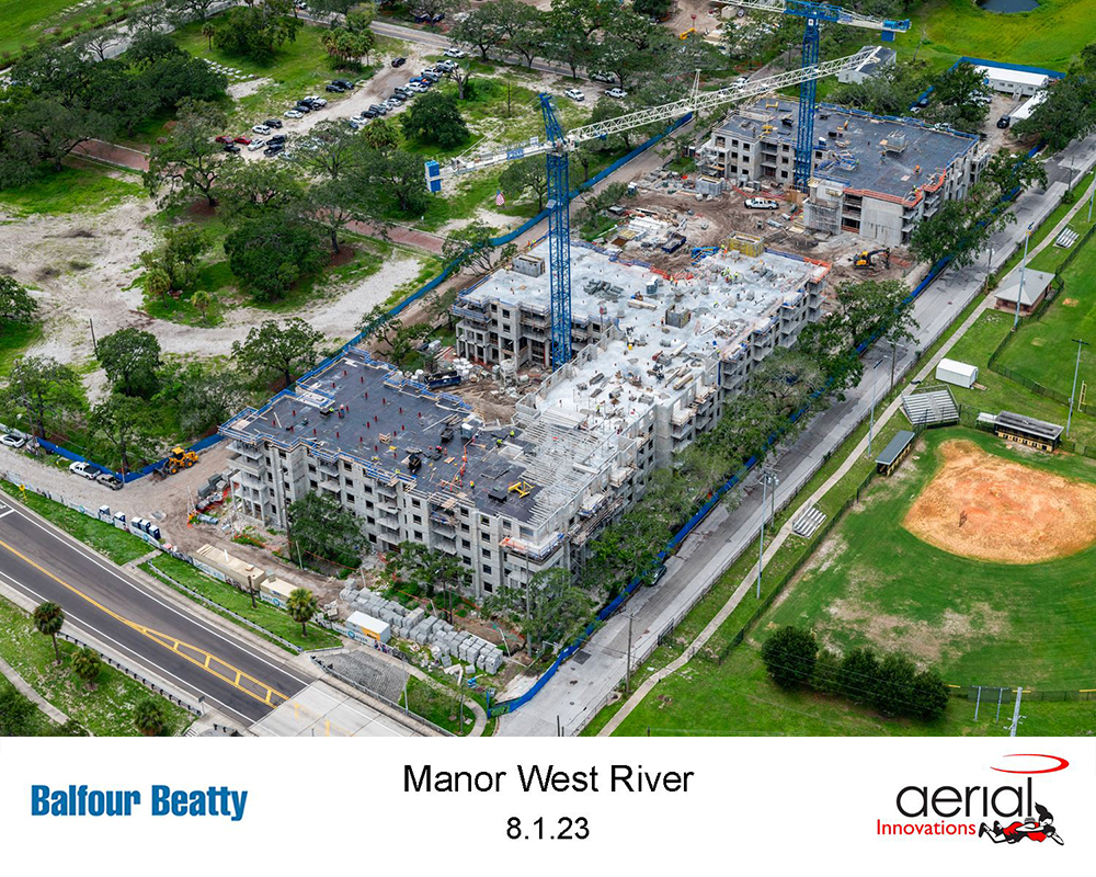 Tower Cranes Constructing Manor West River in West Tampa, FL