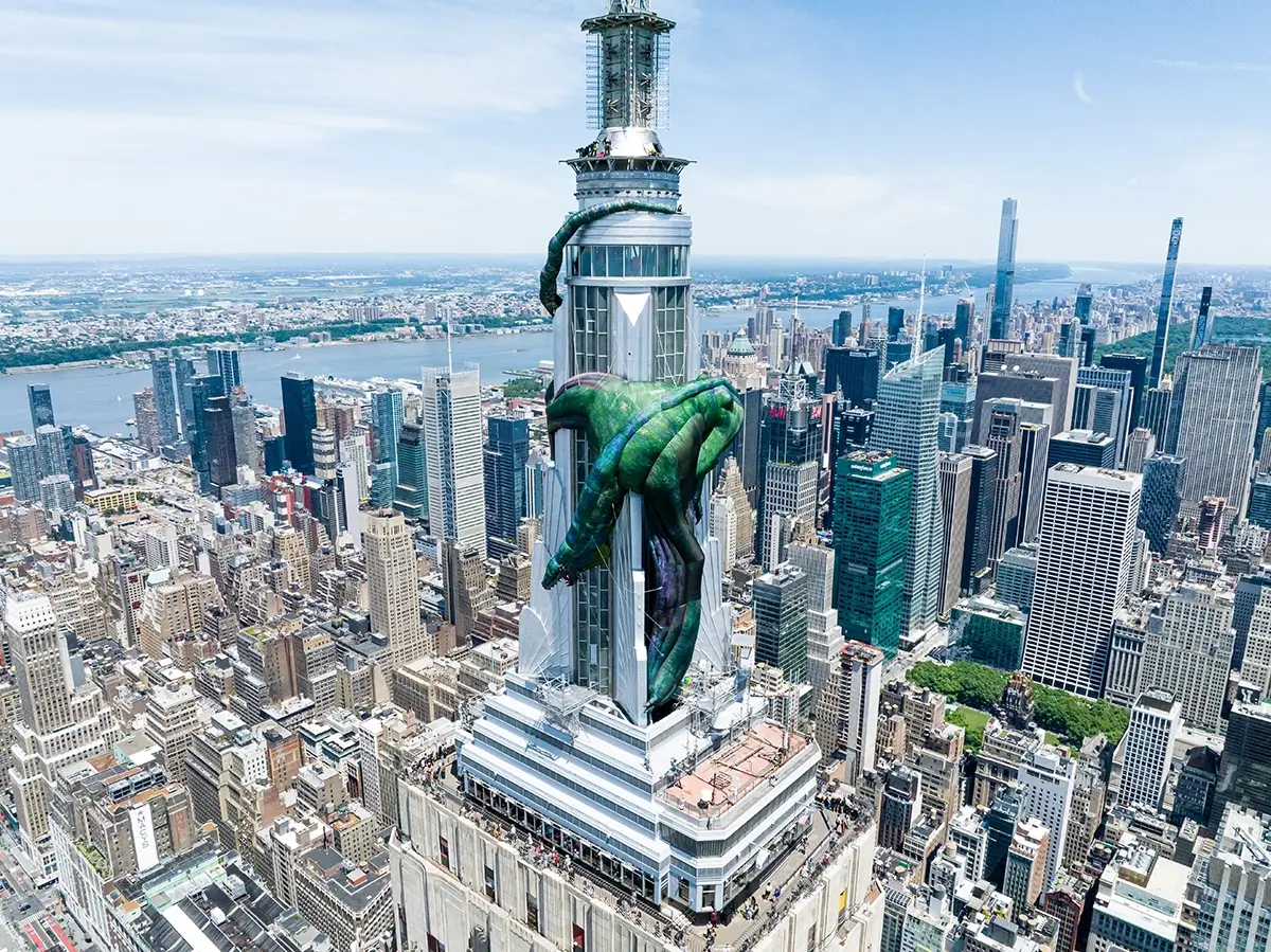 Inflatable Dragon Perched on Empire State Building, promoting the start of Season 2 of HBO's House of the Dragon