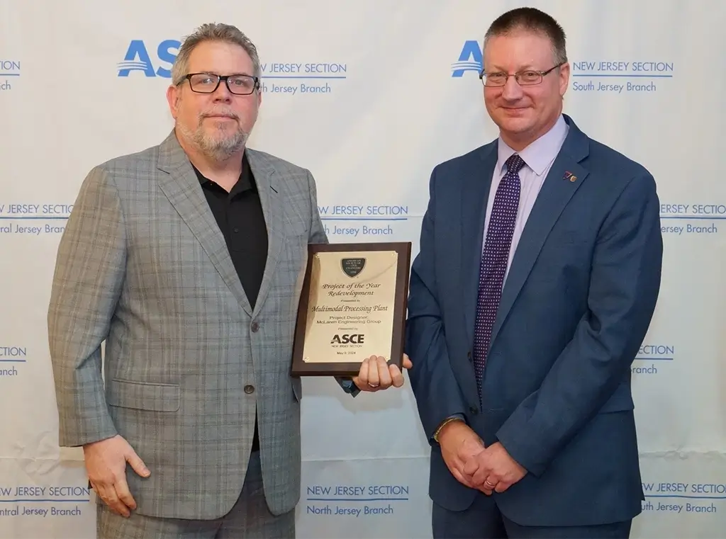 Dawson Bloom, PE, Accepting Project of the Year at ASCE New Jersey Section's Annual Awards Dinner