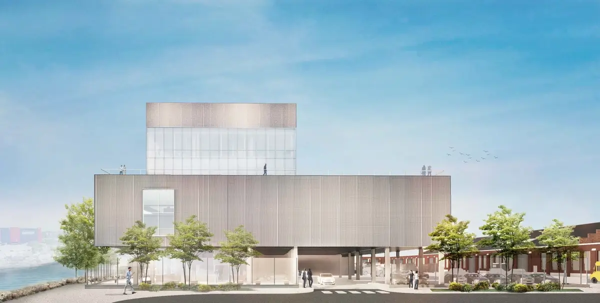 A street front rendering of the redeveloped Harper Street Administration Building.