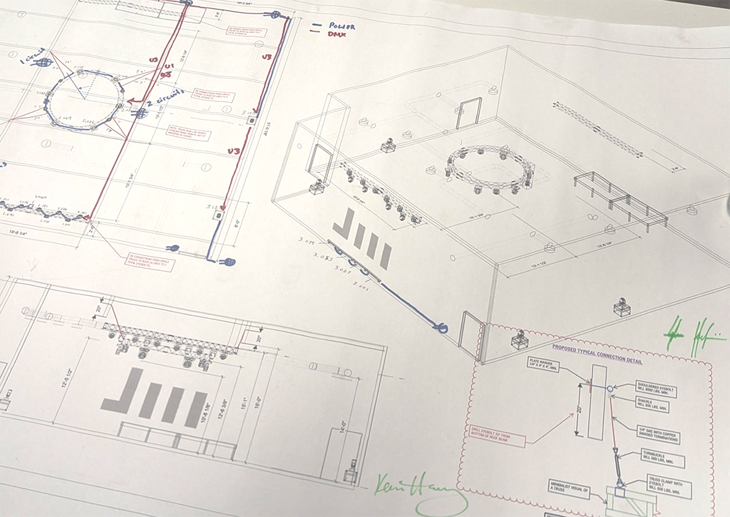 Drawing of Light Rigging for Movement Lifestyle Studio in California