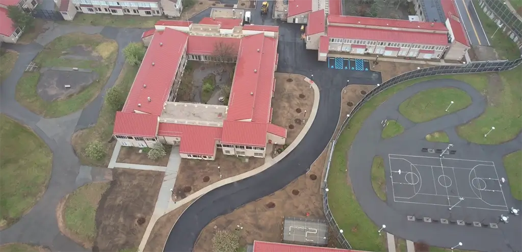 Aerial view of Office of Mental Health at South Beach Hospital site development