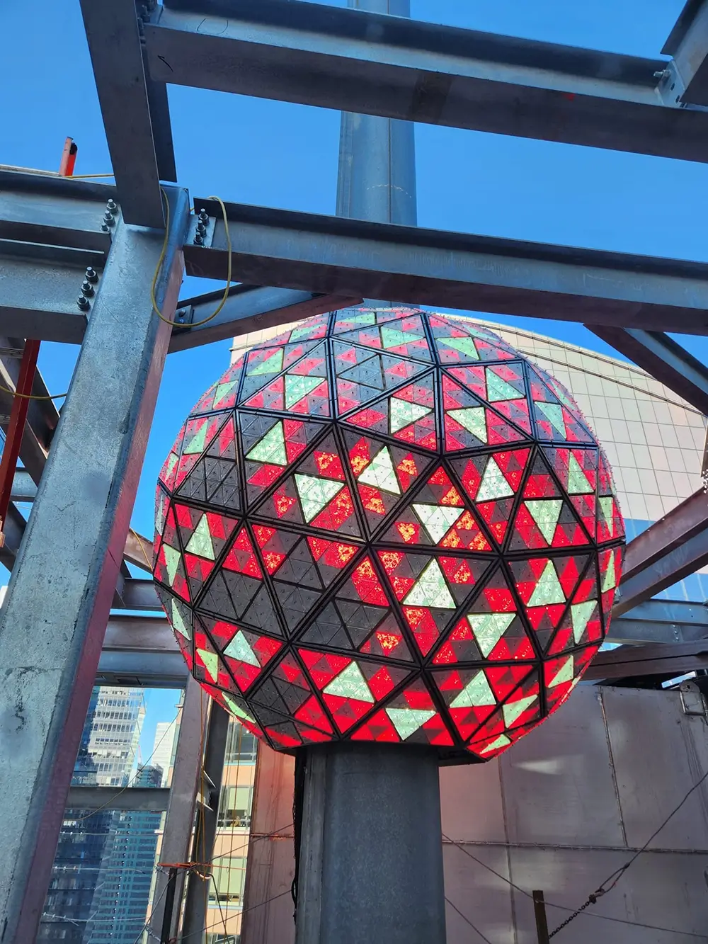 Close-up of One Times Square Ball During 1 Times Square's Building Renovations