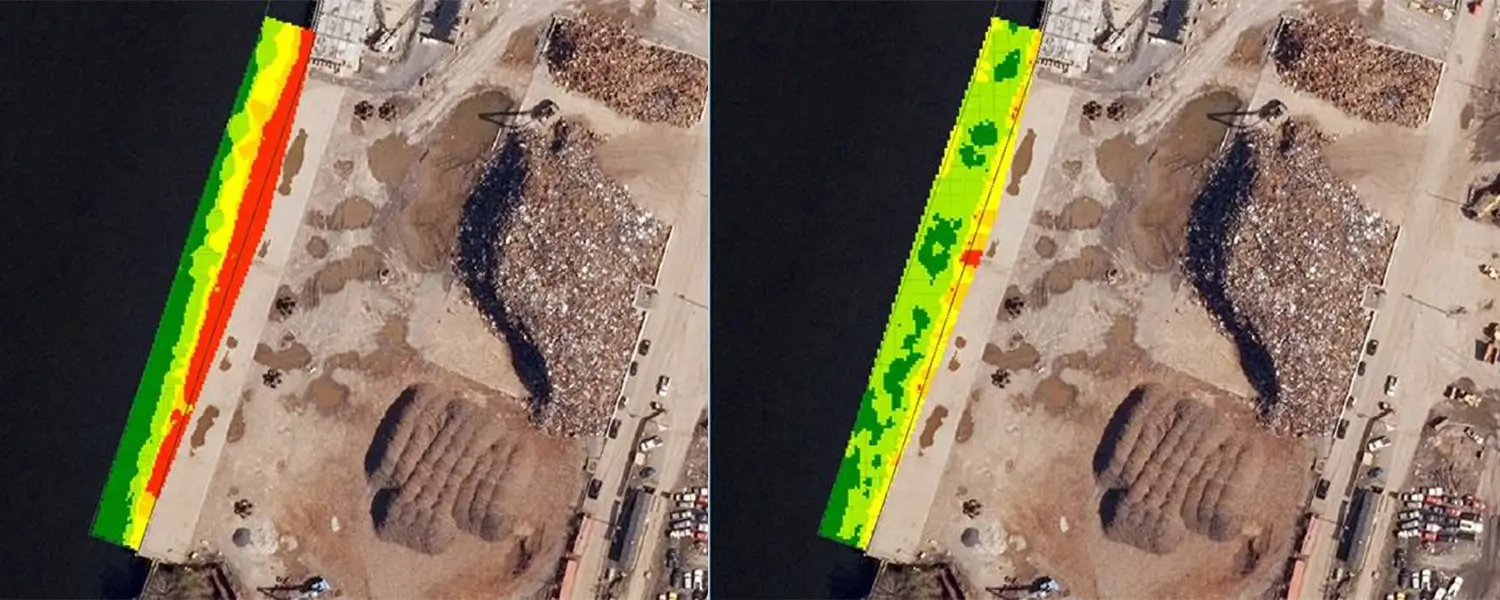 survey before and after dredging of port