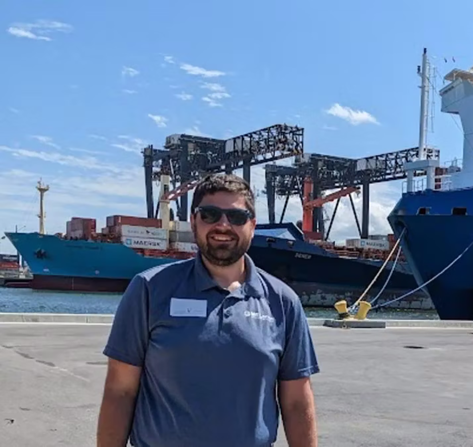 Sean Dirscherl P.E., a Marine Engineer at McLaren Engineering Group, at a Waterfront Port