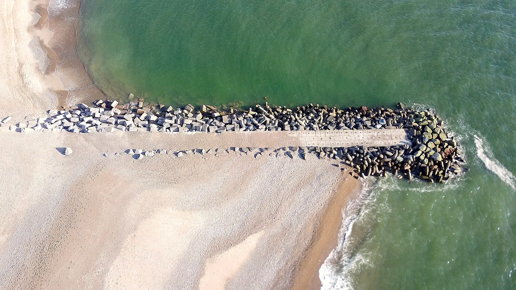 Engineered Coastal Structures Showing a Jetty Breakwater